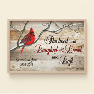 She Lived And Laughed & Loved And Left, Personalized Heaven Poster Canvas - Poster & Canvas - GoDuckee