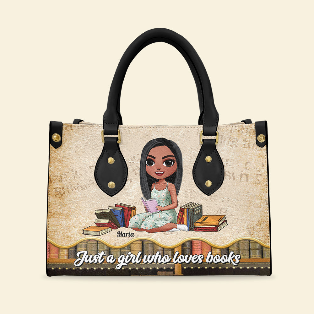 Just A Girl Who Loves Books - Personalized Leather Bag - Gift For Book Lover - Leather Bag - GoDuckee
