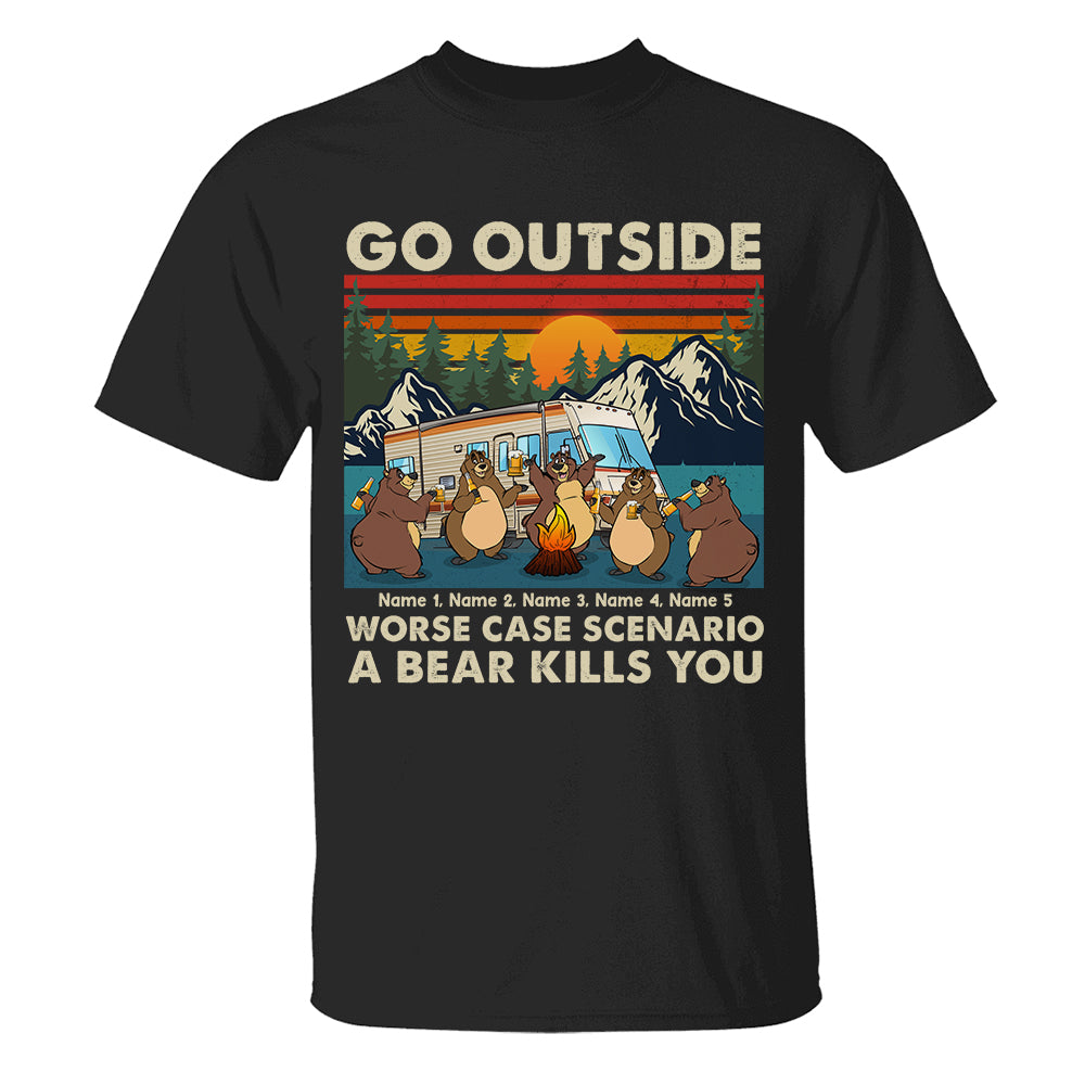 Personalized Camping Gift Shirt For Bear Buddies Go outside Worst case scenario A bear kills you Custom Shirts - Shirts - GoDuckee