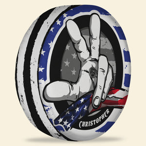 Hand Hold Flag Personalized Off- Road Car Tire Cover, Gift For Car Lovers - Tire Cover - GoDuckee