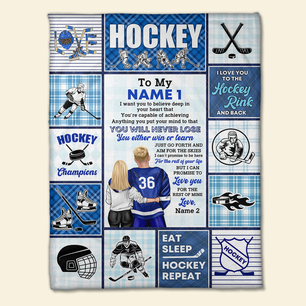 Personalized Hockey Couple Blanket - To My Love You For The Rest Of Mine - Blanket - GoDuckee