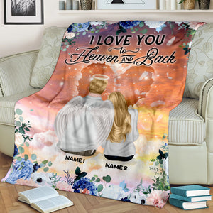 Personalized Wife & Husband In Heaven Blanket - I Love You To The Heaven and Back - Blanket - GoDuckee