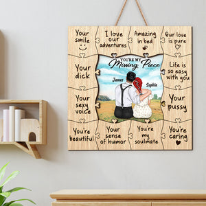 You're My Missing Piece Personalized Couple Wood Sign, Gift For Couple - Wood Sign - GoDuckee