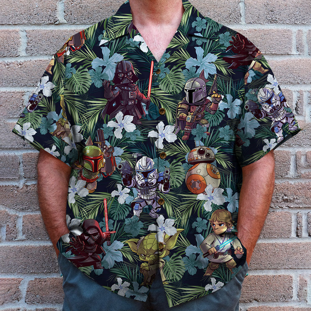 S. W. Hawaiian Shirt - Blue Flower Pattern - Hawaiian Shirts - GoDuckee