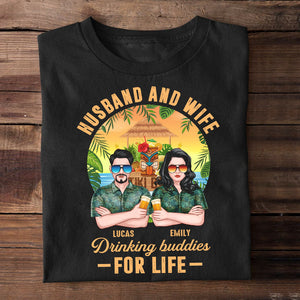 Husband And Wife Drinking Buddies For Life Personalized Couple Shirt Gift For Couple - Shirts - GoDuckee