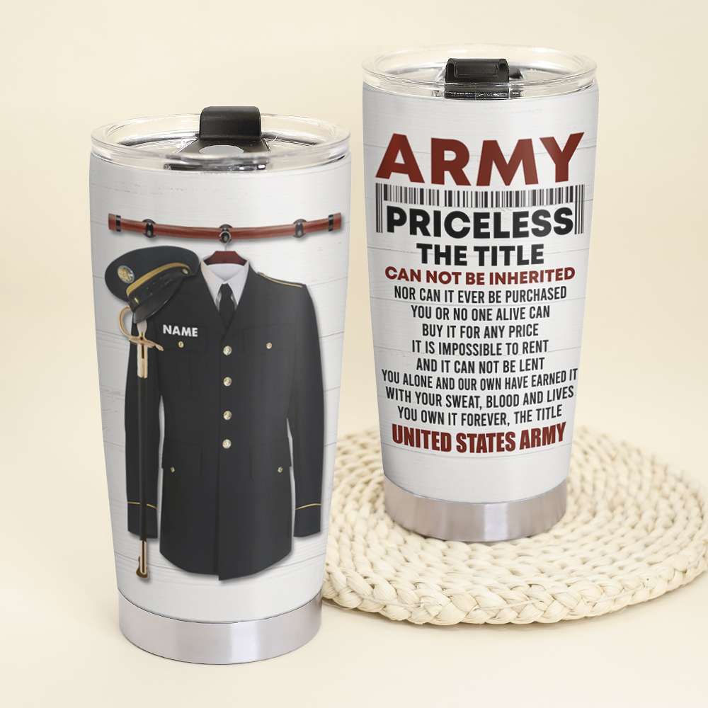 Personalized Army Tumbler - The Title Cannot Be Inherited - Uniform On Hanger - Tumbler Cup - GoDuckee