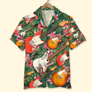 Custom Electric Guitar Hawaiian Shirt, Tropical Pattern, Gift For Guitar Lovers - Hawaiian Shirts - GoDuckee