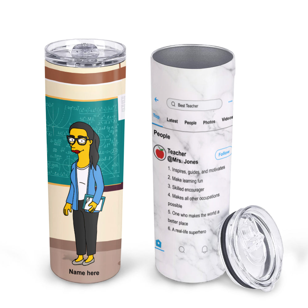 Simpsonalized Gifts For Best Teacher in Search Engine Custom 20oz Skinny Tumbler - Tumbler Cup - GoDuckee