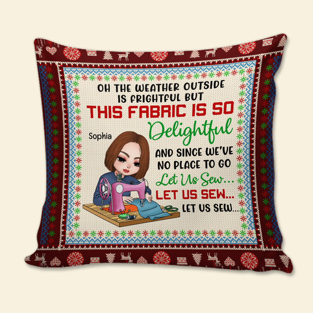Christmas Sewing Girl Let Us Sew...Personalized Pillow - Pillow - GoDuckee