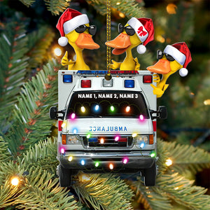EMT Ambulance Car Ducks - Personalized Christmas Ornament - Gifts for EMTs - Ornament - GoDuckee