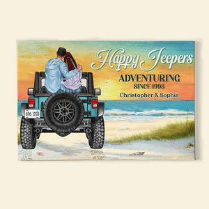 Happy Adventuring Personalized Car Canvas Printed, Gift For Couple - Poster & Canvas - GoDuckee