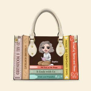 Girl Reading Book, Book Collection, Personalized Leather Bag - Leather Bag - GoDuckee