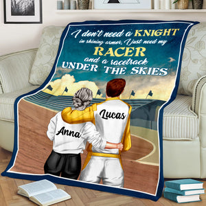 Personalized Racing Couple Blanket - I Just Need My Racer And A Racetrack Under The Skies - Blanket - GoDuckee