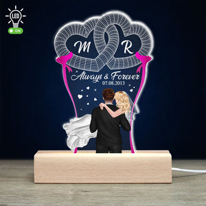 Always & Forever Personalized Wedding Anniversary Couple Led Light, Gift For Couple - Led Night Light - GoDuckee