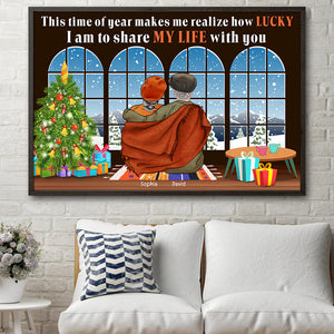 Old Couple How Lucky I Am To Share My Life With You, Personalized Canvas Print - Poster & Canvas - GoDuckee