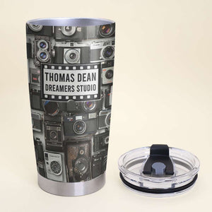 Personalized Photography Tumbler - Dreamer Studio And Then I Just Snapped - Cameras Pattern - Tumbler Cup - GoDuckee