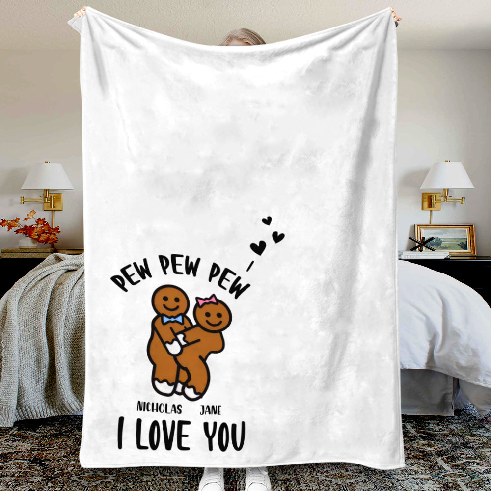 Pew Pew Pew I Love You Personalized Blanket, Gift For Couple - Blanket - GoDuckee