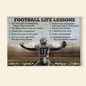 Football Life Lessons Personalized Football Canvas Print, Custom Name & Number - Poster & Canvas - GoDuckee