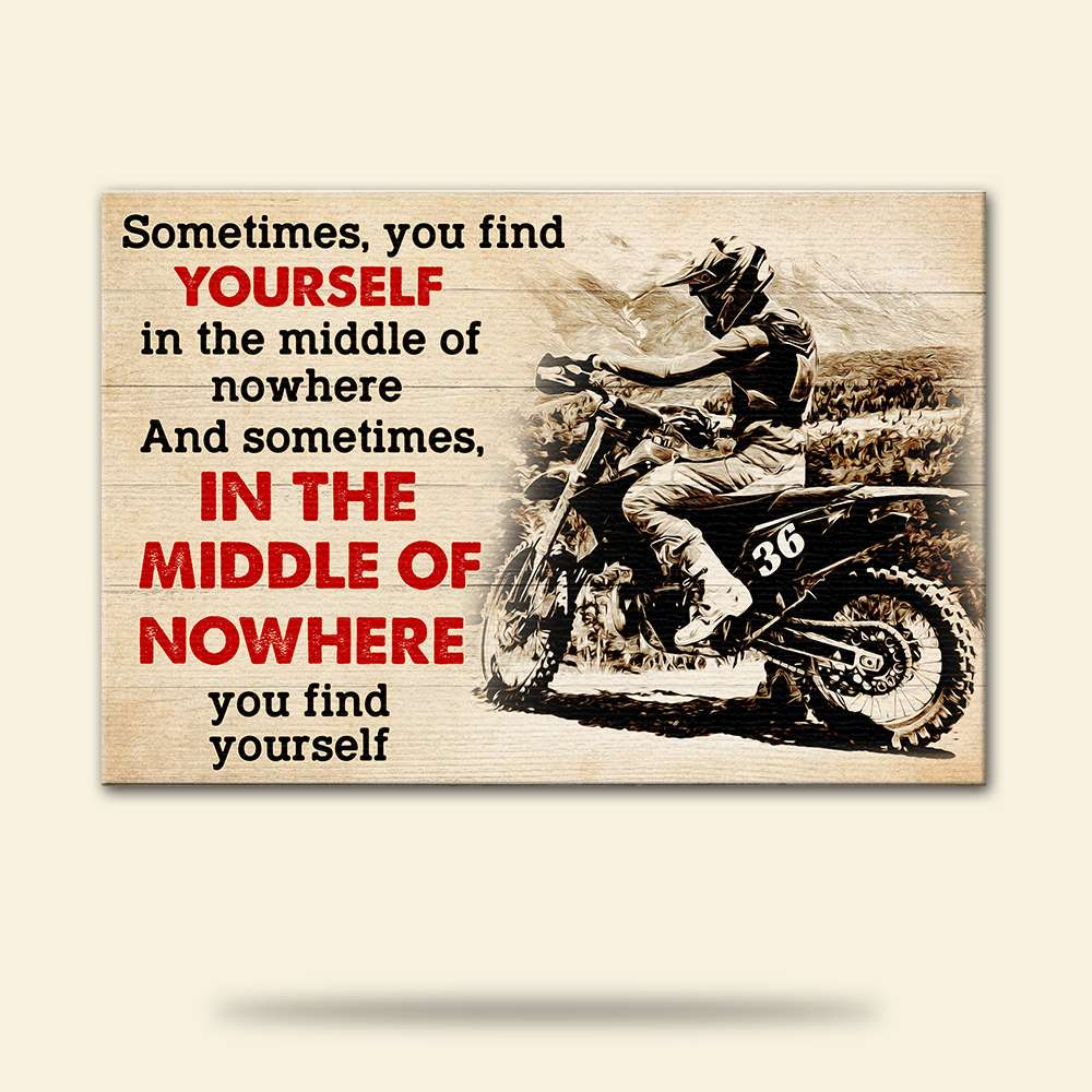 Vintage Motocross Poster - Custom Number - In The Middle of Nowhere - Poster & Canvas - GoDuckee