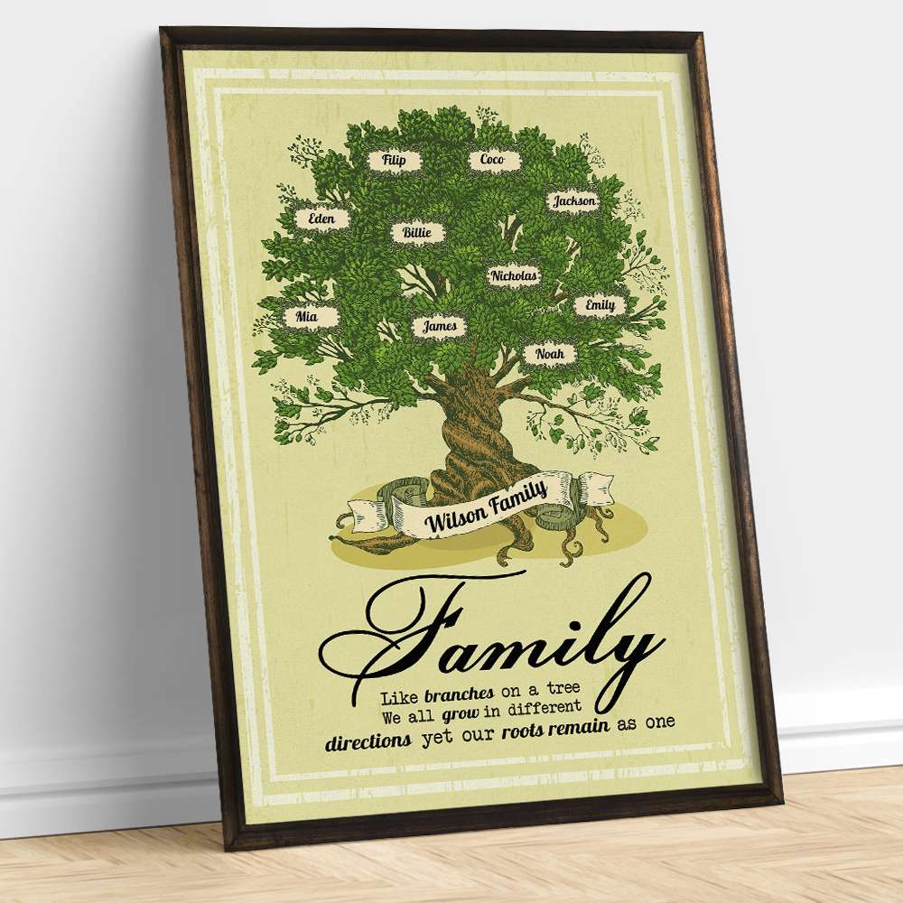 Family Like Branches On A Tree We All Grow In Different Directions Yet Our Roots Remain As One, Family Canvas Poster Gift - Poster & Canvas - GoDuckee