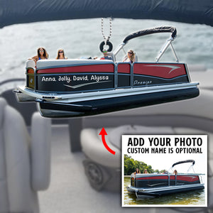 Pontoon Personalized Flat Car Ornament With Upload Image - Gift for Pontoon Lovers - Ornament - GoDuckee