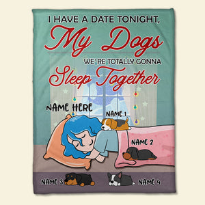 When Life Is Just Too Much Take A Nap, Personalized Cartoon Sleeping Girl & Dog Breeds Blanket - Blanket - GoDuckee