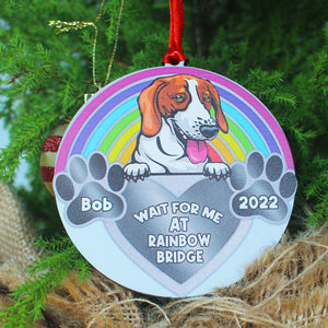 Personalized Dog/Cat Memorial Ornament, Wait For Me At Rainbow Bridge - Ornament - GoDuckee