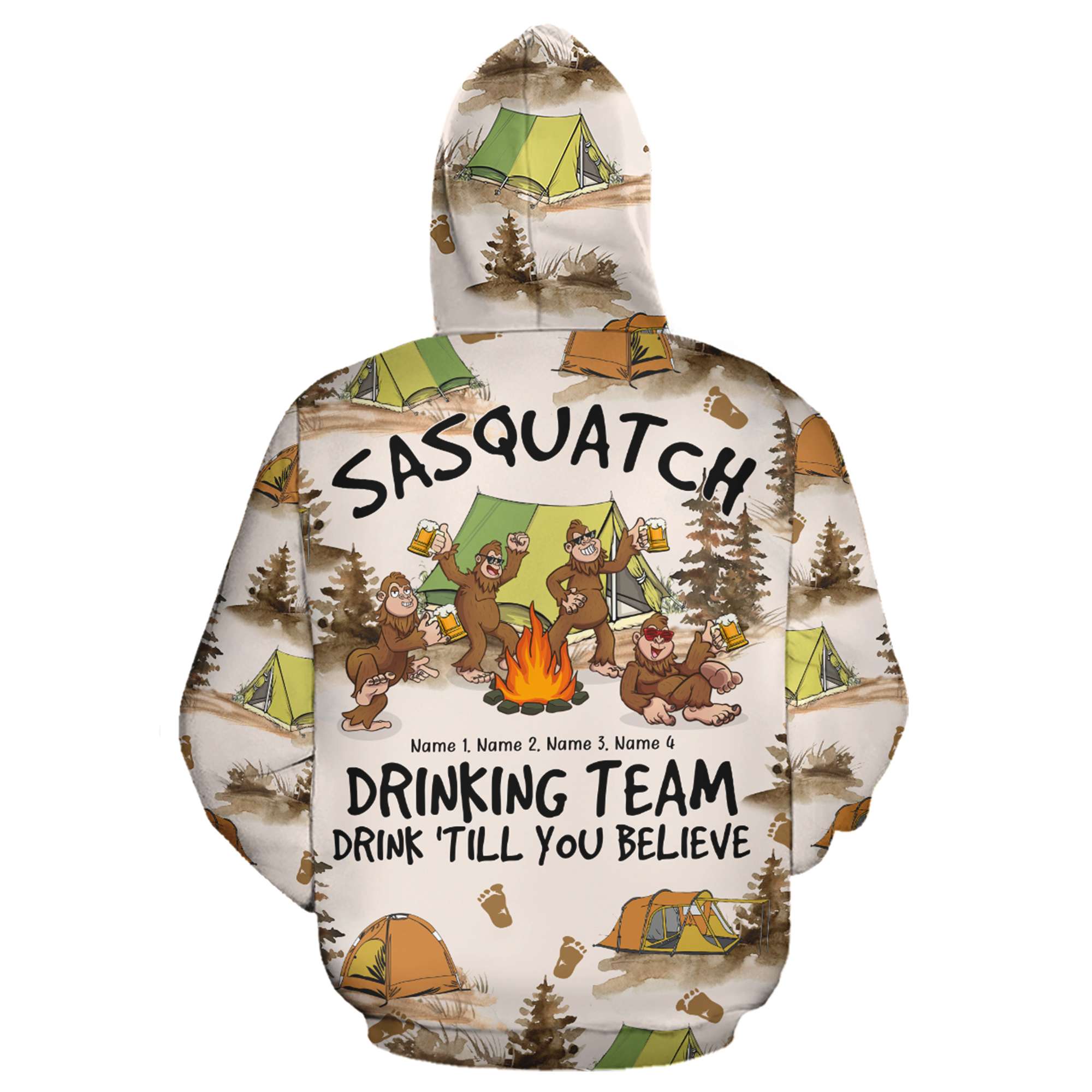 Personalized Drinking Bigfoot All Over Print Shirt - Sasquatch Drinking Team Drink 'till you believe - AOP Products - GoDuckee