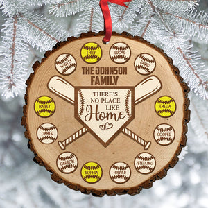 There's No Place Like Home Personalized Baseball Family Ornament, Christmas Tree Decor - Ornament - GoDuckee