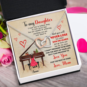 Piano Just Go Forth And Aim For The Skies - Personalized Interlocking Hearts Necklace - Gift for Piano Players - Jewelry - GoDuckee