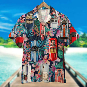 Sport Car Hawaiian Shirt - Car & Floral Pattern - Hawaiian Shirts - GoDuckee