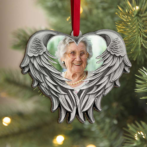 In Loving Memories Of A Loss One in Heaven, Upload Photo Wood Ornament, Gift For Family, Memorial - Ornament - GoDuckee