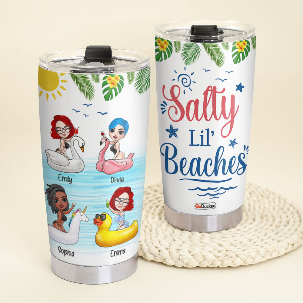Personalized Beach Girl Tumbler Cup - Salty Lil' Beaches - Cool Summer Girls - Tumbler Cup - GoDuckee