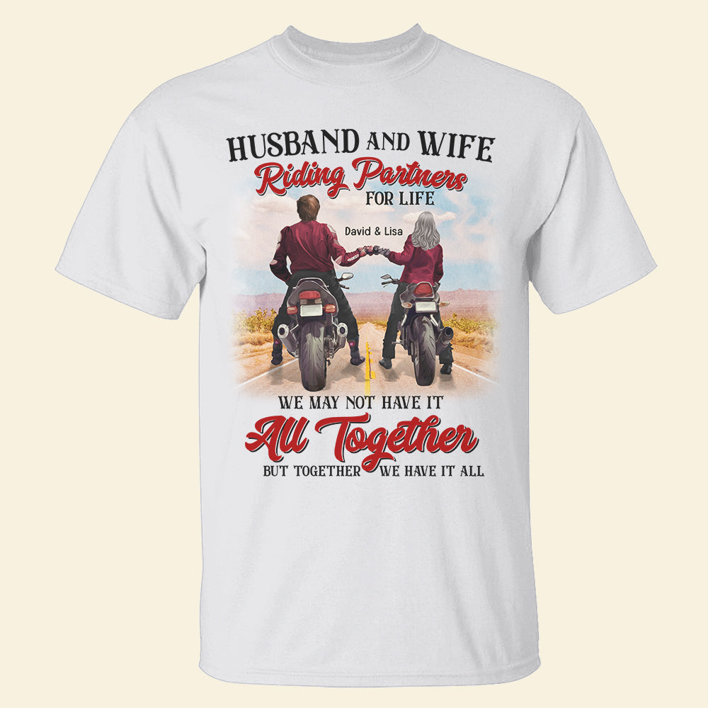 Riding Couple Husband and Wife Riding Partners for Life - Personalized Shirts - Gift for Couple - Shirts - GoDuckee