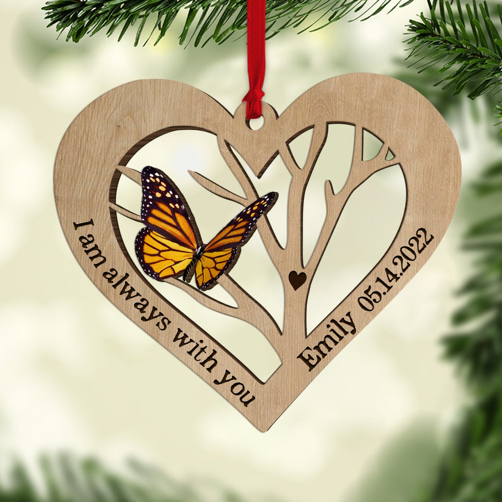 I Am Always With You Personalized Heaven Butterfly Ornament, Christmas Tree Decor - Ornament - GoDuckee