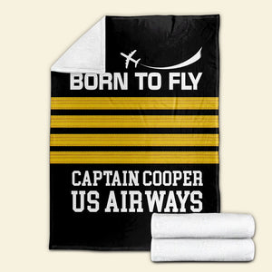 Born To Fly Personalized Pilot Blanket, Gift For Pilot - Blanket - GoDuckee