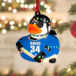 Hockey Rubber Duck - Hockey Player, Personalized Acrylic Ornament - Ornament - GoDuckee