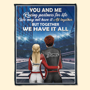 Personalized Racing Couple Blanket - You and Me Racing Partners For Life - Blanket - GoDuckee