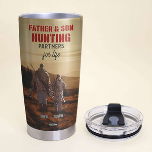 Father Son Hunting Partners for Life, Personalized Tumbler, Gifts for Dad, Hunting with Son - Tumbler Cup - GoDuckee
