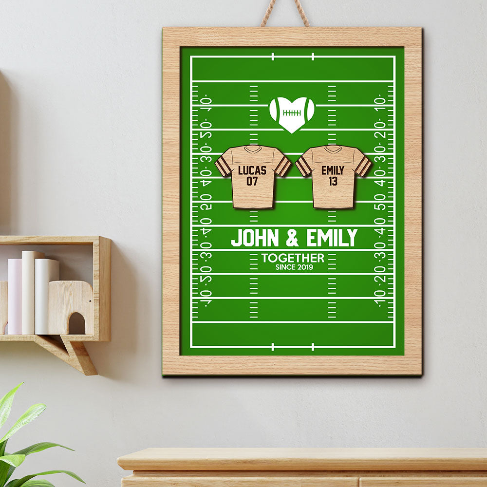 Personalized Football Couple Wood Sign, Gift For Couple - Wood Sign - GoDuckee