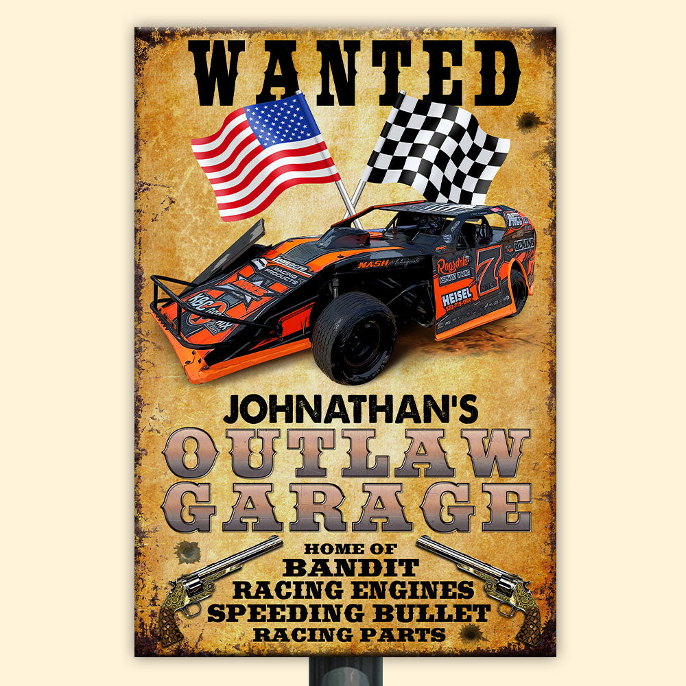 Dirt Track Racing Outlaw Garage Custom Metal Sign Gift For Racing Lovers - Metal Wall Art - GoDuckee