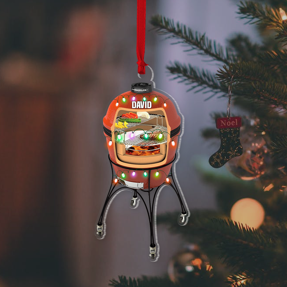 Smoker BBQ Flat Ornament, Grill Christmas Light Ornaments