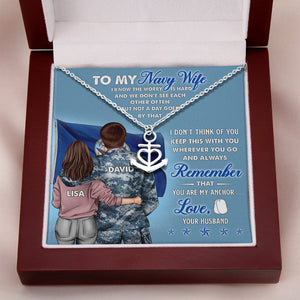 Navy Wife You're My Anchor - Personalized Anchor Necklace - Gift for Couple - Couple Shoulder to Shoulder - Jewelry - GoDuckee