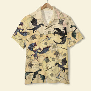 T.E.S. Game Hawaiian Shirt and Shorts - Skyrim The Game with Dragons and Old Tamriel Map Pattern - Hawaiian Shirts - GoDuckee