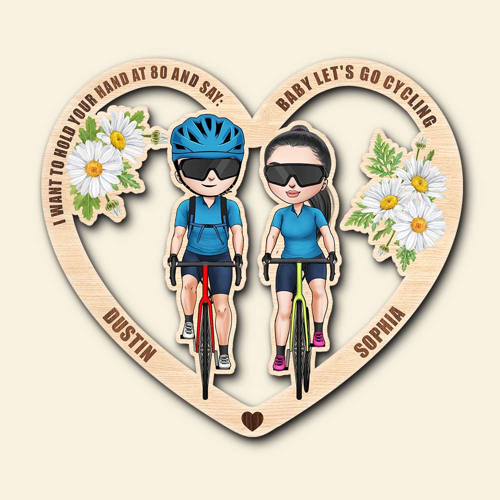 I Want To Hold Your Hand at 80 and Say Baby Let's Go Cycling, Personalized Wood Art, Gift for Him/Her - Wood Sign - GoDuckee