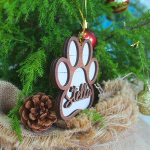 Personalized Puppy Paw Wood Ornament, Christmas Tree Decoration - Ornament - GoDuckee