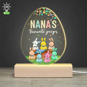 Nana's Favorite Peeps Personalized Led Light, Gift For Grandma, Easter Day Gift, Grandma's Little Rabbits - Led Night Light - GoDuckee