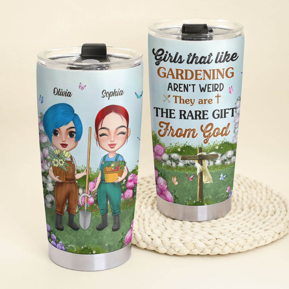 Girls That Like Gardening Aren't Weird Personalized Gardening Tumbler Gift For Her - Tumbler Cup - GoDuckee