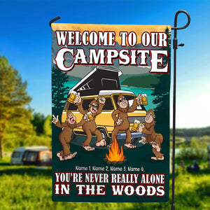 Personalized Gifts For Big Foot, Welcome to our campsite never alone in the woods Custom Flag - Flag - GoDuckee