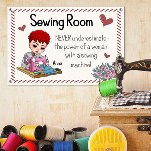 The Sewing Room Creativity Spark Personalized Sewing Metal Sign - Metal Wall Art - GoDuckee
